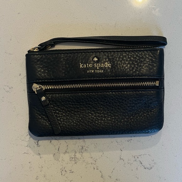 Kate Spade Black Leather Wristlet - Picture 1 of 4